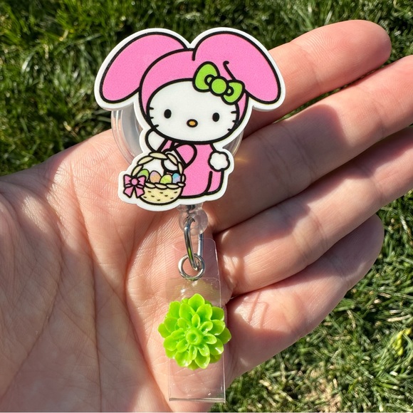 Sanrio Hello Kitty Easter Bunny Retractable Lanyard Badge Holder - Picture 1 of 5